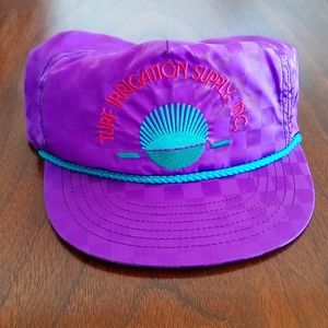 Vintage 80s WearWare Hat Purple Checkerboard